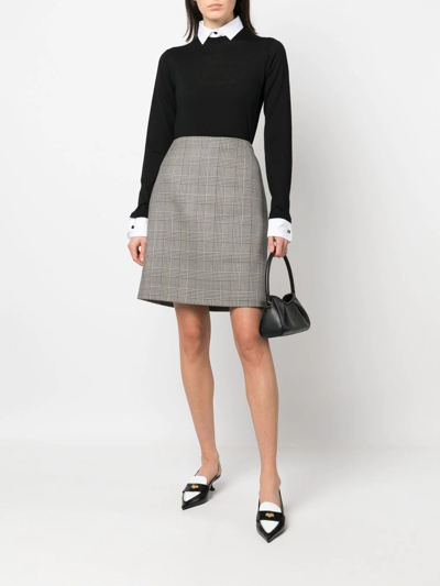 Shop Ralph Lauren Purple Label Prince Of Wales Check-print Skirt In Black