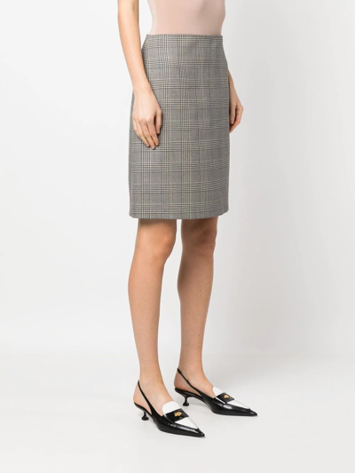 Shop Ralph Lauren Purple Label Prince Of Wales Check-print Skirt In Black