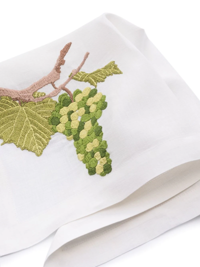 Shop Bernadette Grape-embroidered Placemats (set Of Two) In Weiss