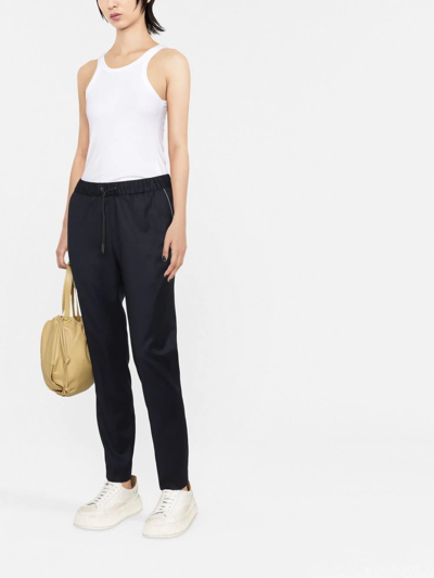 Shop Fabiana Filippi Drawstring Straight-leg Trousers In Blau