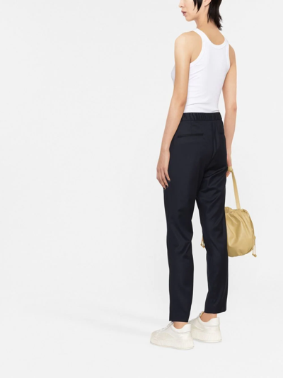 Shop Fabiana Filippi Drawstring Straight-leg Trousers In Blau