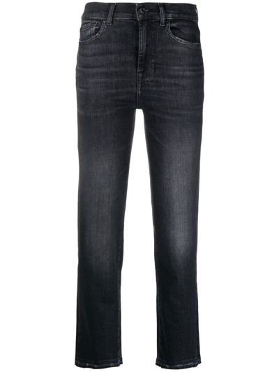 Shop 7 For All Mankind Cropped Flared Jeans In Schwarz