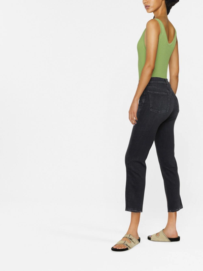 Shop 7 For All Mankind Cropped Flared Jeans In Schwarz