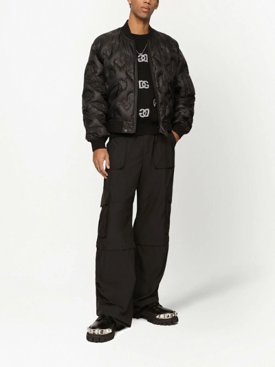 Shop Dolce & Gabbana Dg Logo-quilted Bomber Jacket In Black