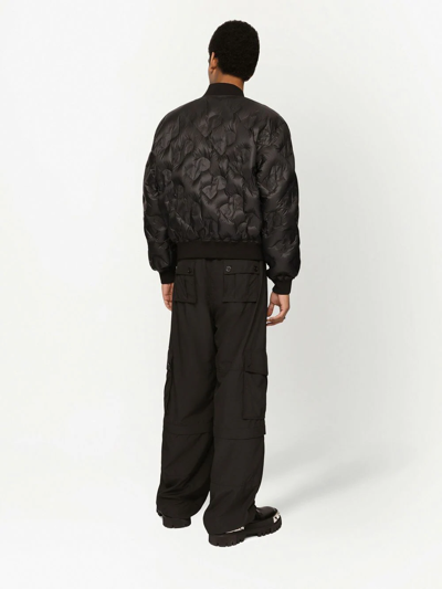 Shop Dolce & Gabbana Dg Logo-quilted Bomber Jacket In Black