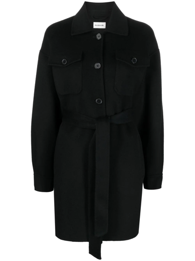 Shop P.a.r.o.s.h Fringe-detail Wool Coat In Schwarz