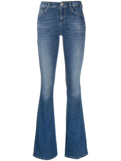 Shop Liu •jo Flared Stretch-denim Jeans In Blau