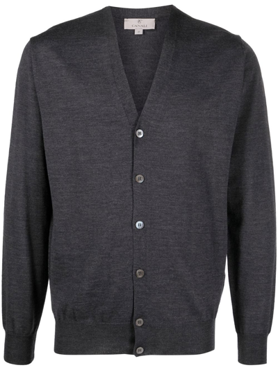 Canali Button-up Knitted Cardigan In Grau