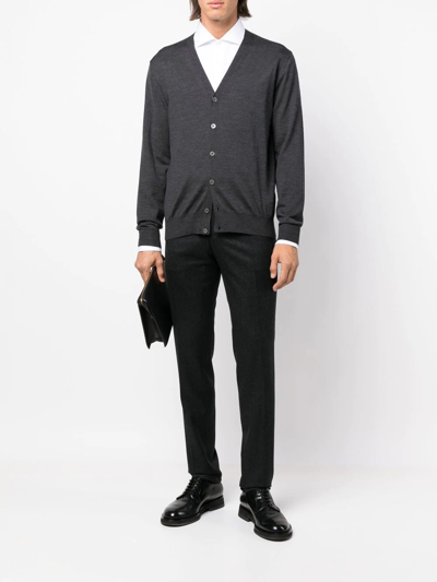 Canali Button-up Knitted Cardigan In Grau