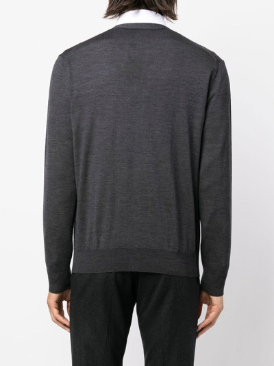 Canali Button-up Knitted Cardigan In Grau
