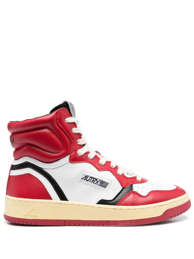 Shop Autry Liberty Panelled High-top Sneakers In Red