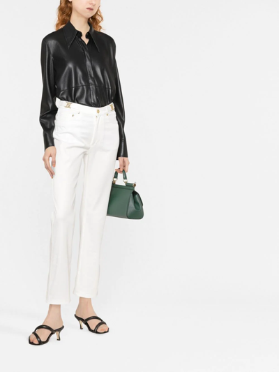 Fendi Logo-plaque Straight-leg Jeans In Weiss