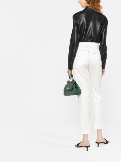 Fendi Logo-plaque Straight-leg Jeans In Weiss