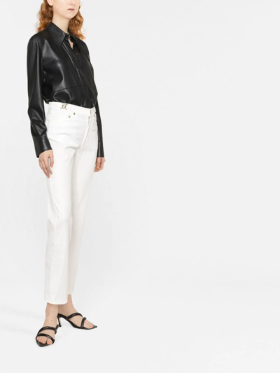 Fendi Logo-plaque Straight-leg Jeans In Weiss