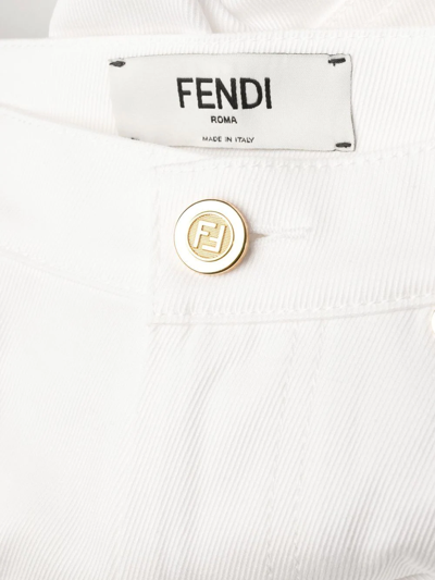 Fendi Logo-plaque Straight-leg Jeans In Weiss