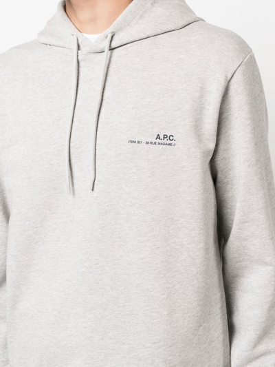 Shop Apc Item Logo-print Hoodie In Grau