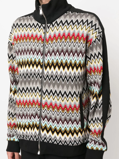 Shop Missoni Zigzag Zip-up Sweatshirt In Schwarz