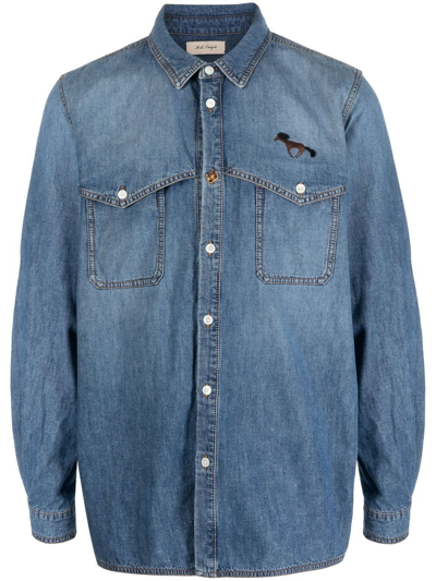 Shop Nick Fouquet Press-stud Fastening Denim Shirt In Blau