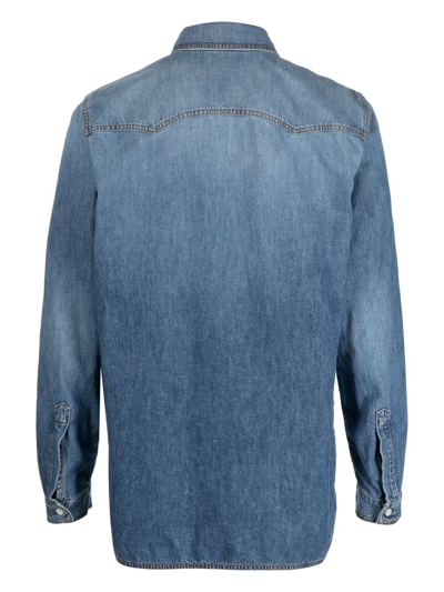 Shop Nick Fouquet Press-stud Fastening Denim Shirt In Blau