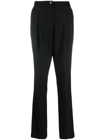 Shop Rochas Pleat-detail Tailored Trousers In Schwarz