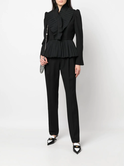 Shop Rochas Pleat-detail Tailored Trousers In Schwarz