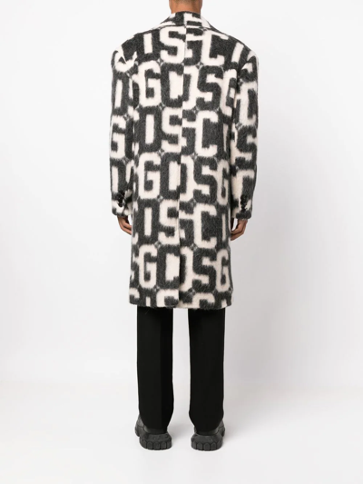 Gcds Monogram-print Single-breasted Coat In Schwarz