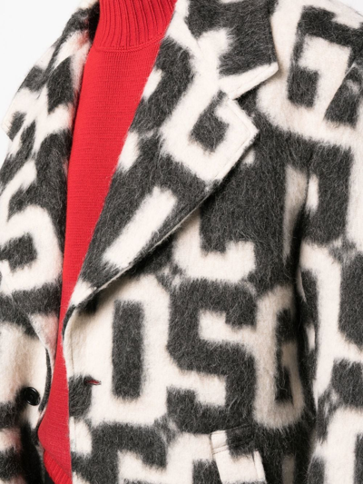 Gcds Monogram-print Single-breasted Coat In Schwarz