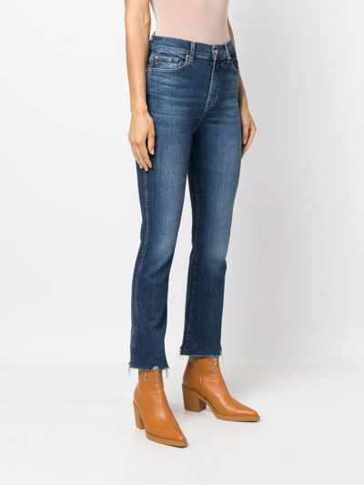 7 For All Mankind Cropped Denim Jeans In Blau