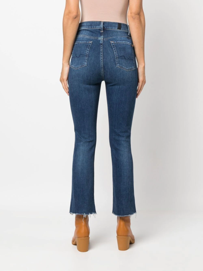 7 For All Mankind Cropped Denim Jeans In Blau