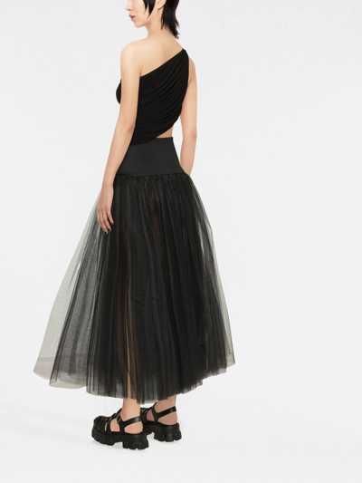 Norma Kamali Diana One-shoulder Ruched Crop Top In Schwarz