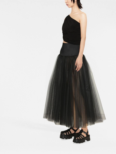 Norma Kamali Diana One-shoulder Ruched Crop Top In Schwarz