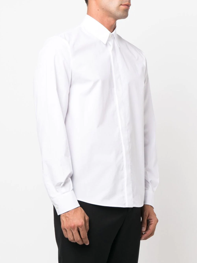 Shop Valentino Concealed-fastening Long-sleeved Shirt In Weiss