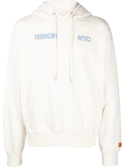 Heron Preston Off Road Logo-embroidered Hoodie In Weiss