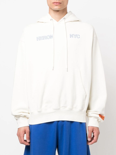 Heron Preston Off Road Logo-embroidered Hoodie In Weiss