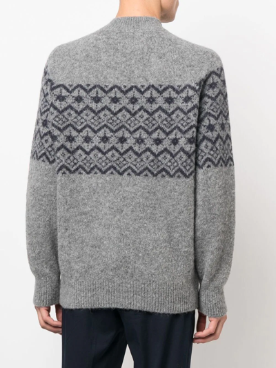 Brunello Cucinelli Fair Isle Intarsia-knit Jumper In Grau