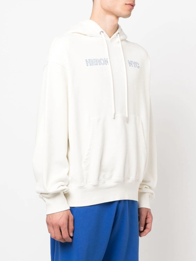 Heron Preston Off Road Logo-embroidered Hoodie In Weiss