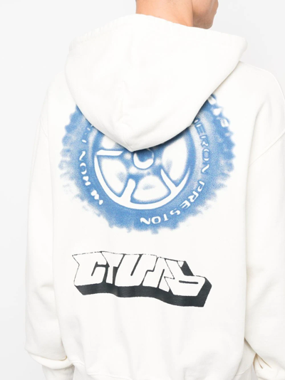 Heron Preston Off Road Logo-embroidered Hoodie In Weiss