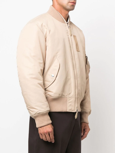 Shop Burberry Logo-print Bomber Jacket In Nude