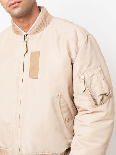 Shop Burberry Logo-print Bomber Jacket In Nude