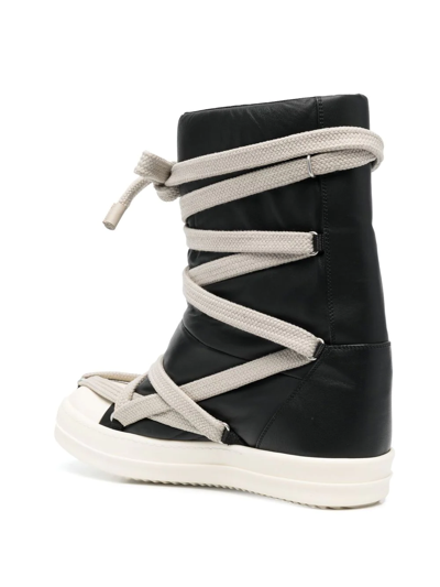 Rick Owens Men's Jumbo Megalace Leather Puffer Boots In Black | ModeSens