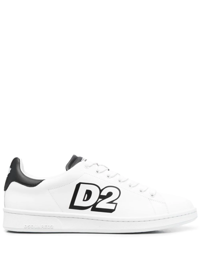 Shop Dsquared2 Logo-print Low-top Lace-up Sneakers In Weiss