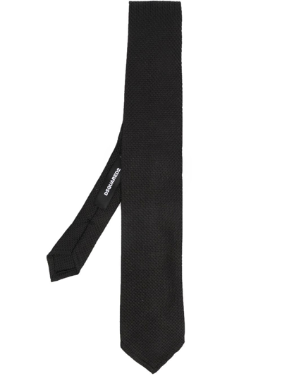 Shop Dsquared2 Textured Silk Tie In Schwarz