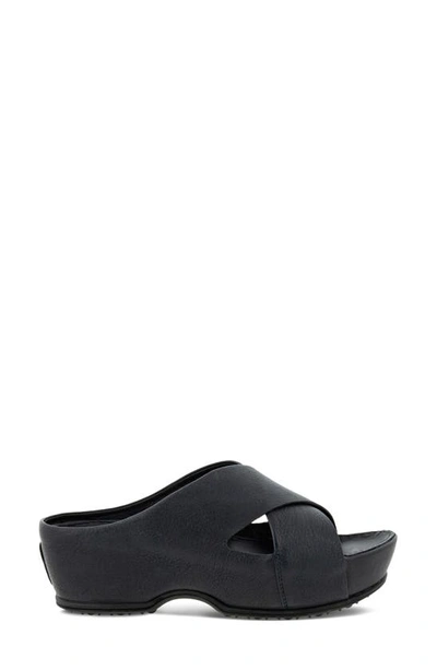 Ecco Ifla Wedge Slide Sandal In Black Leather | ModeSens