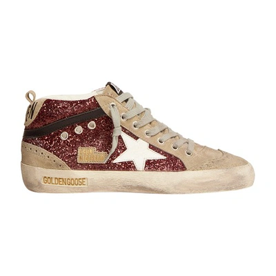 Shop Golden Goose Mid-star Sneakers In Dark_red_taupe_white_black