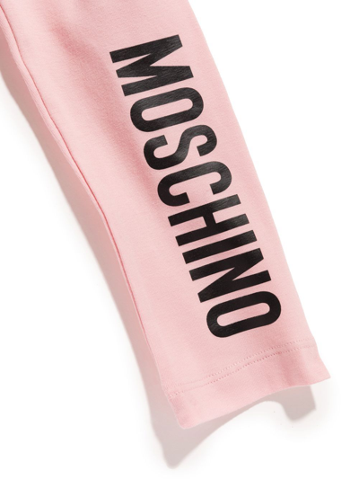 Shop Moschino Logo-print Cotton Leggings In 粉色