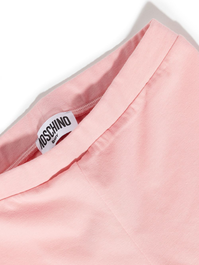 Moschino Logo Cotton Leggings In 粉色