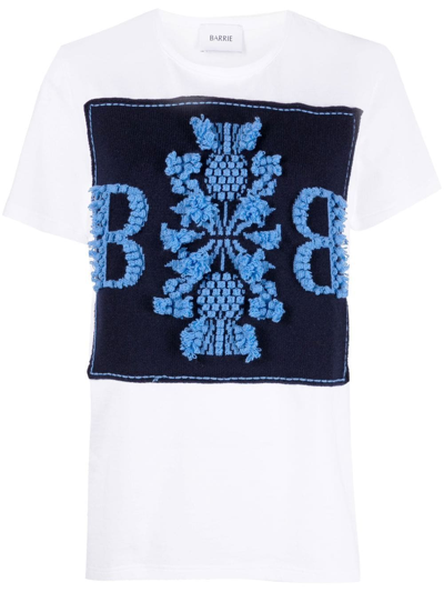 Shop Barrie Cashmere Patch Cotton T-shirt In White