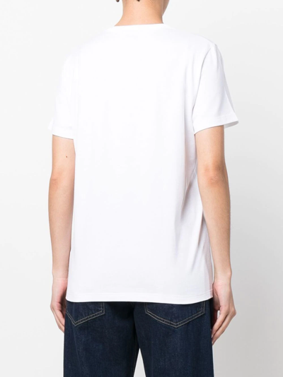 Shop Barrie Cashmere Patch Cotton T-shirt In White