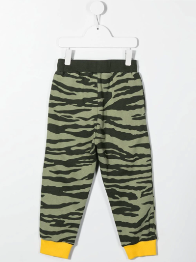Shop Kenzo Tiger-print Cotton Track Pants In Green