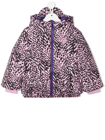 Shop Kenzo Animal-print Embroidered Puffer Jacket In 922 Lilac
